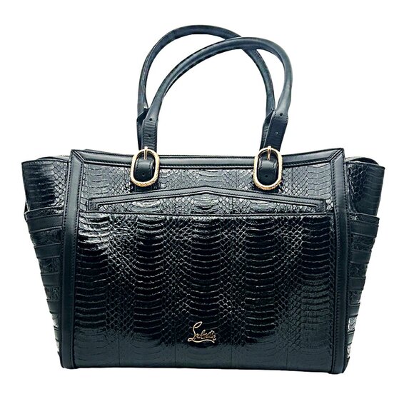 CHRISTIAN LOUBOUTIN Farida Bowler Watersnake Top Handle Bag - Picture 1 of 12